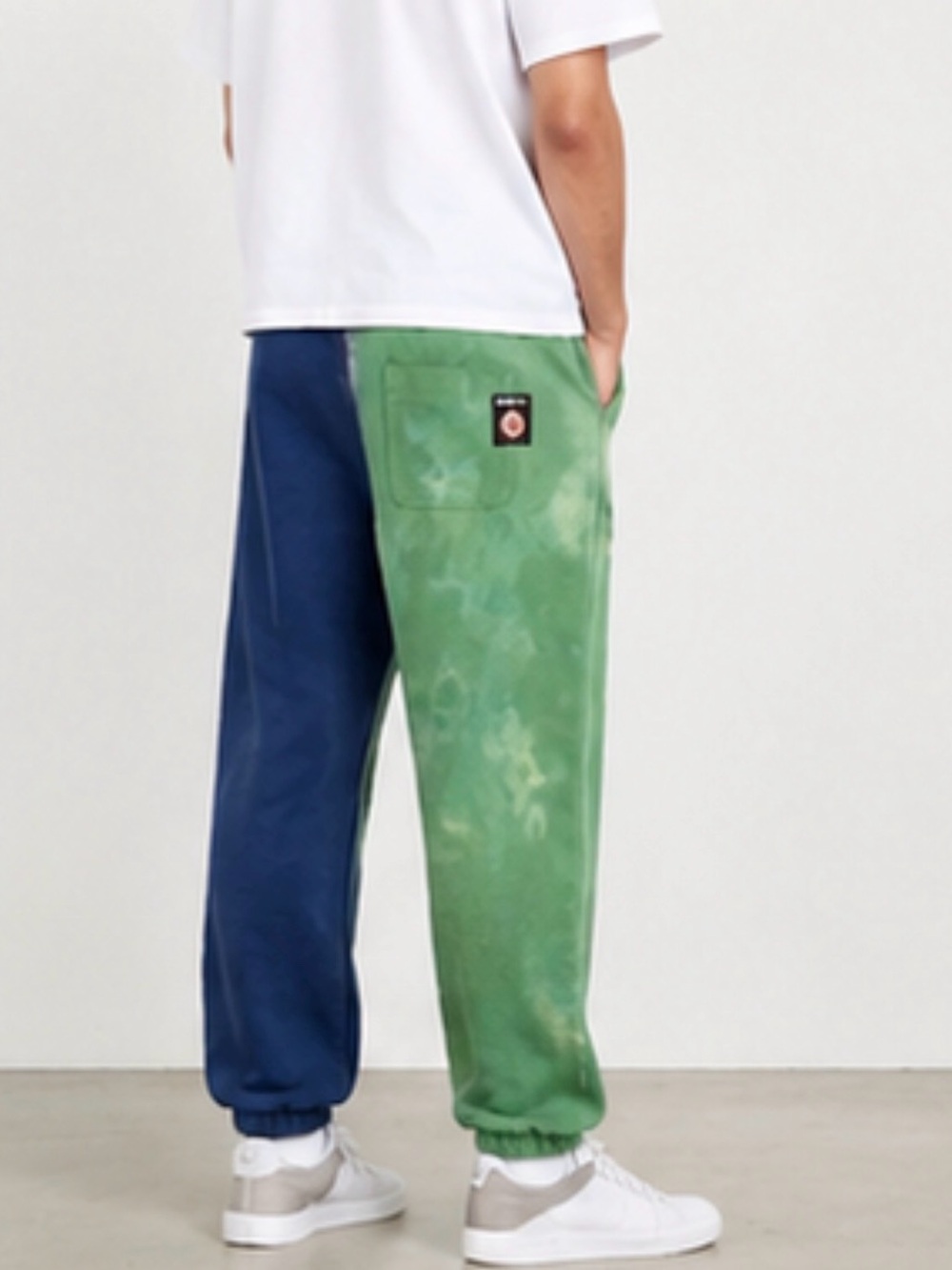 Men's Two-Tone Blue & Green Colorblock Joggers